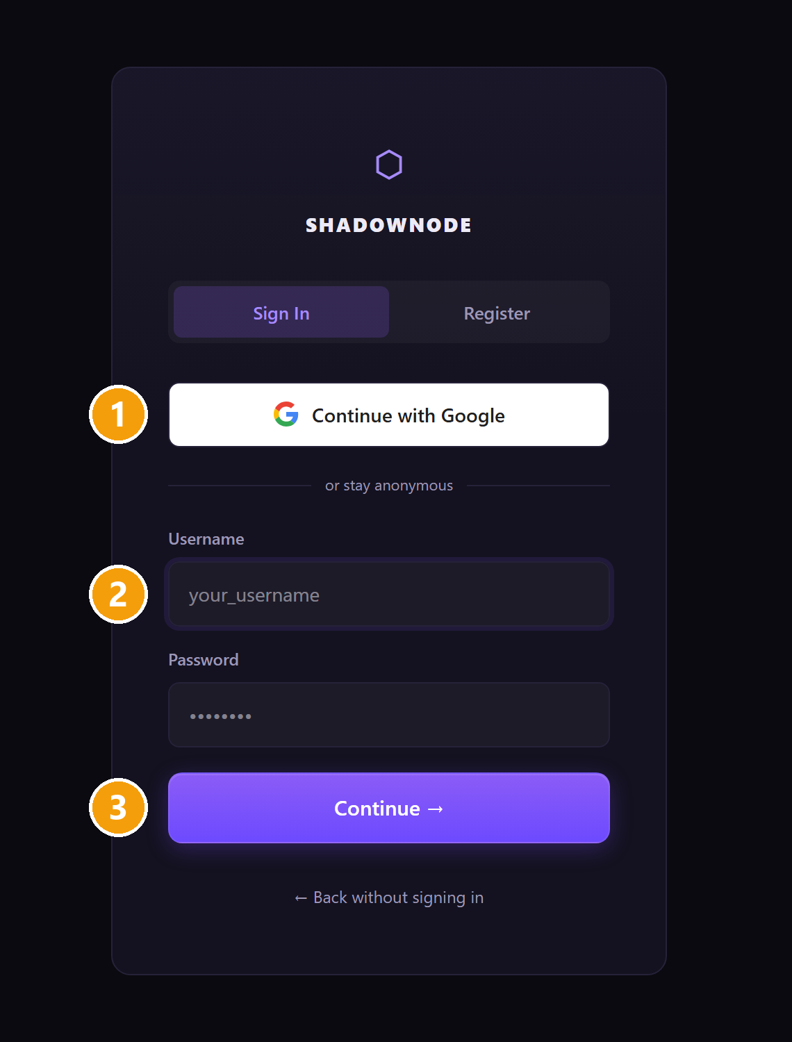 Login options