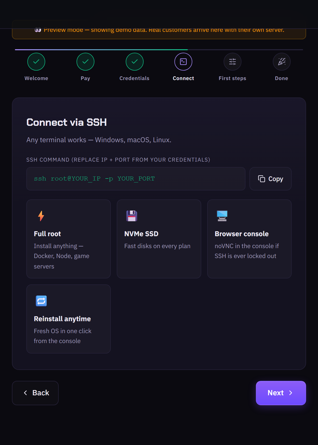 Connect via SSH
